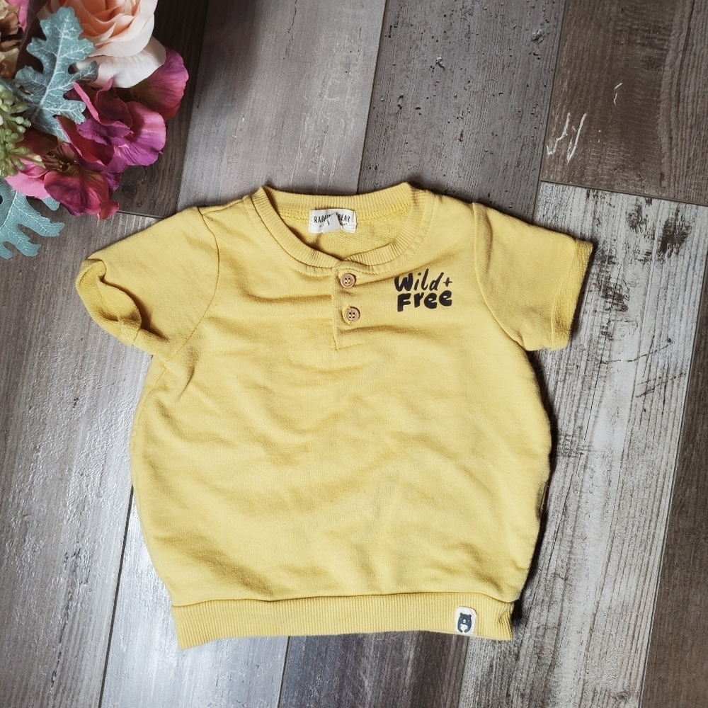 Rabbit + Bear by Emily and Oliver Yellow 100% Organic Size 18m Tee Shirt NWOT